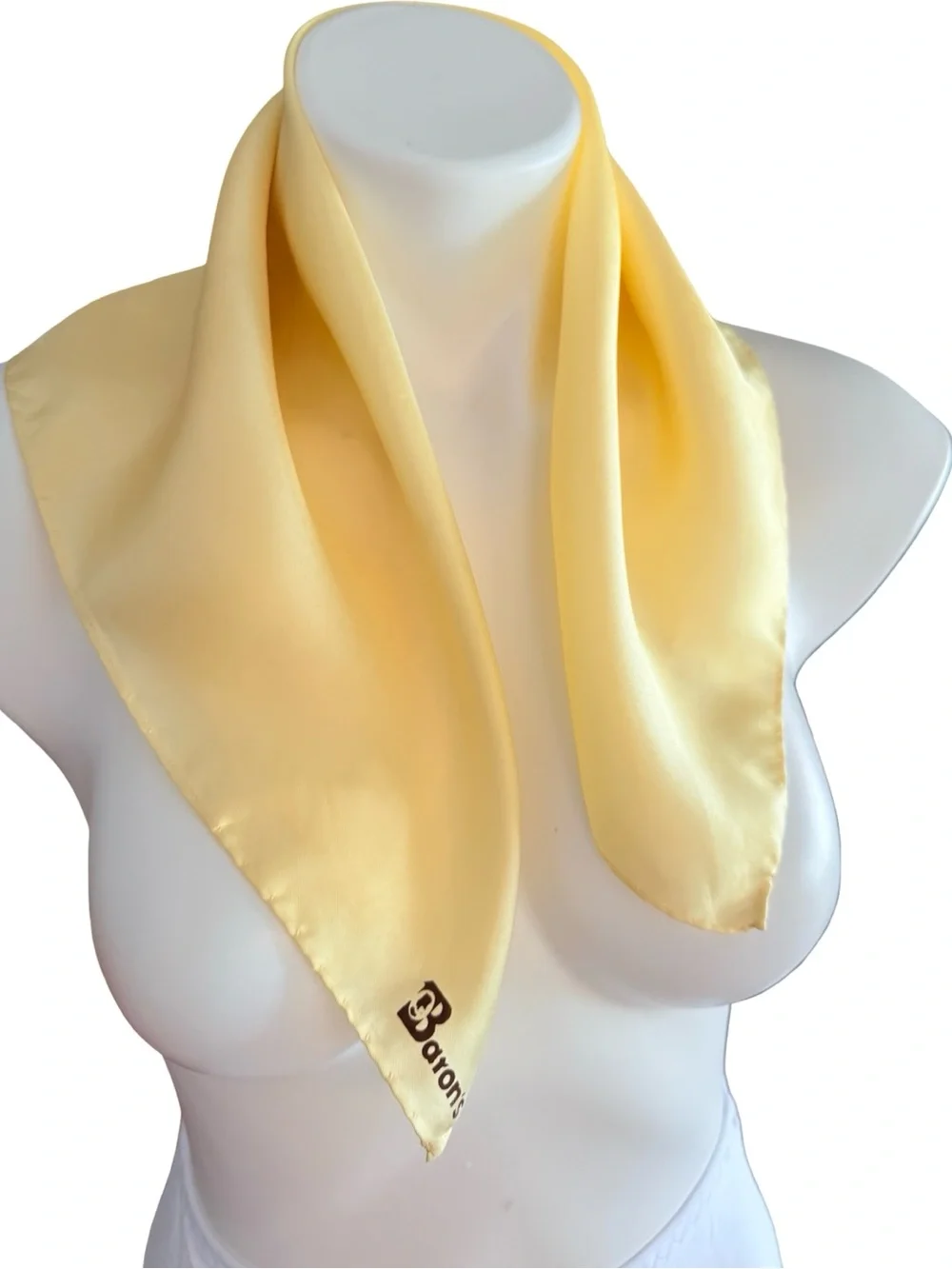 Oleg Cassini Burmel 100% Silk 20” Square Scarf Butter Yellow Neckerchief Vintage